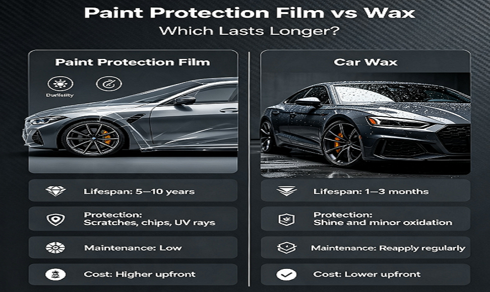 Automotive Paint Protection Film vs Wax: Which Lasts Longer?