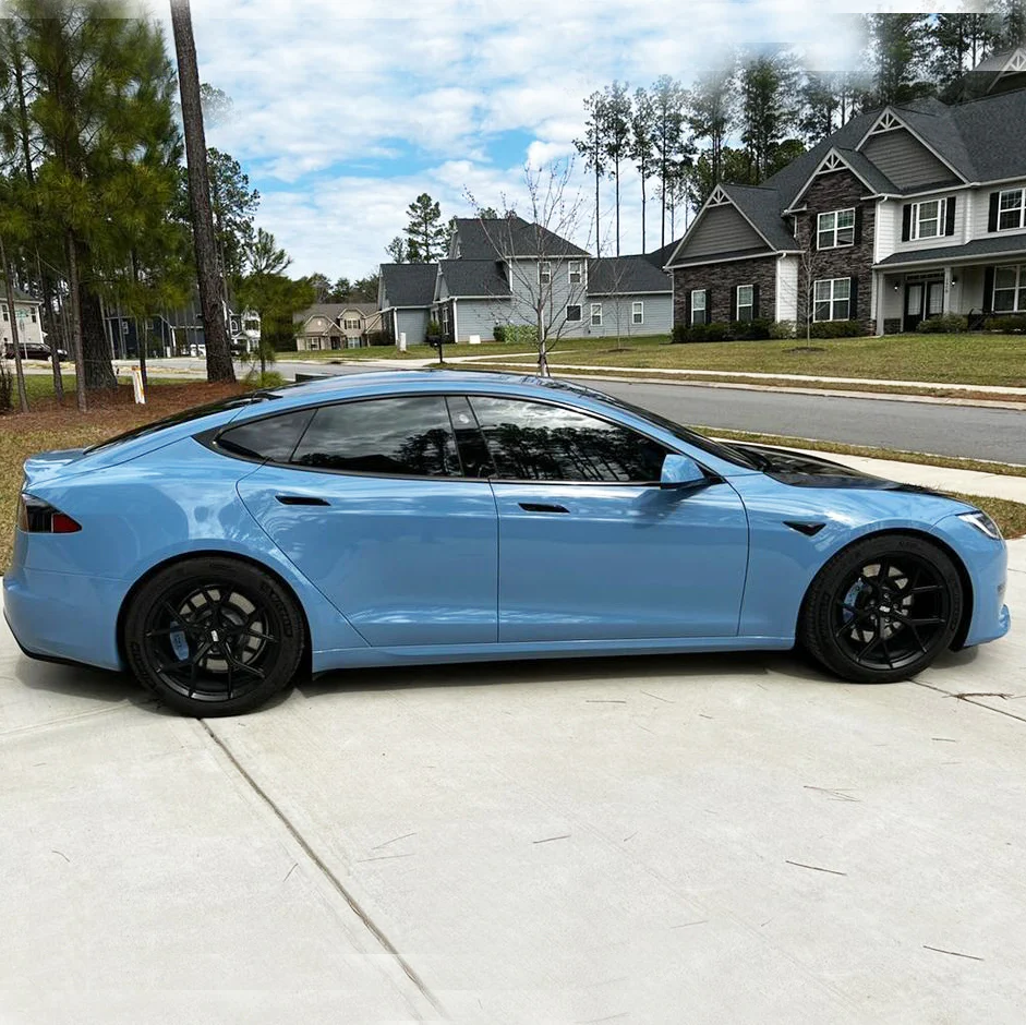 Gloss China Blue TPU Car Paint Protection Sticker Removable Car Color Changing Wraps Film