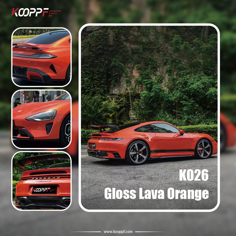 Gloss Lava Orange TPU Coloured Ppf Wrap Car Paint Protection Film Dry Application & Wet Application