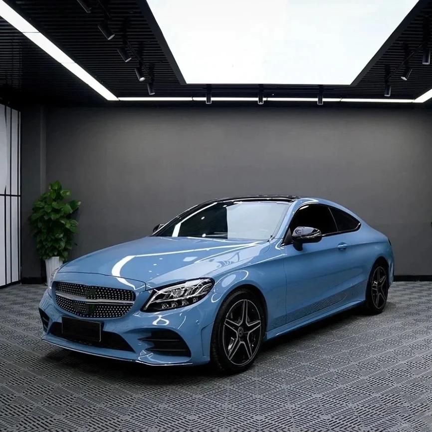 Gloss China Blue TPU Car Paint Protection Sticker Removable Car Color Changing Wraps Film