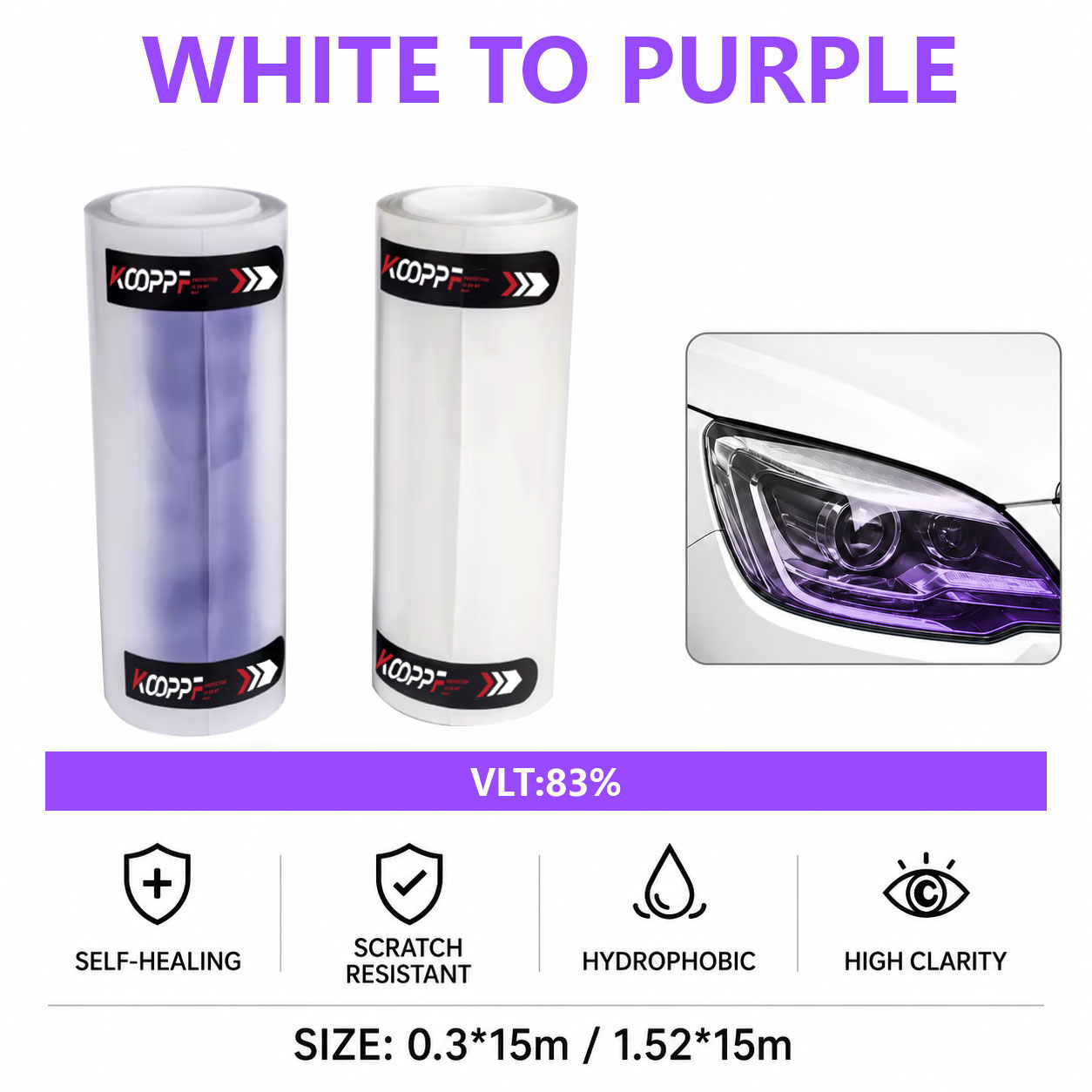 White To Pruple Car Headlight ...