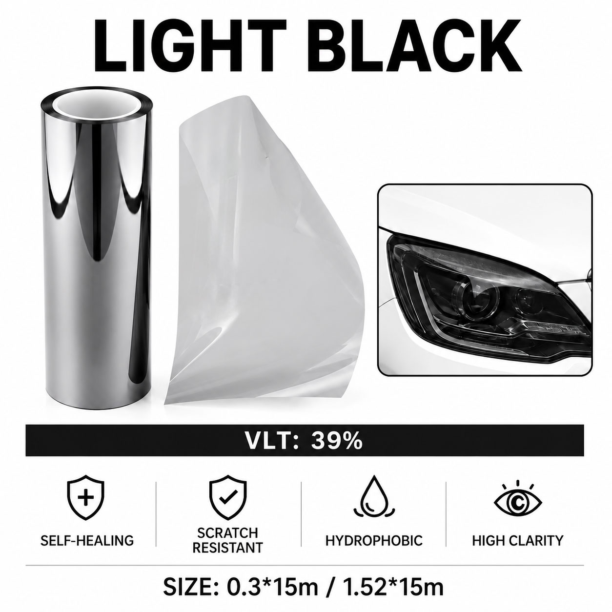 Light Black Car Headlight Film