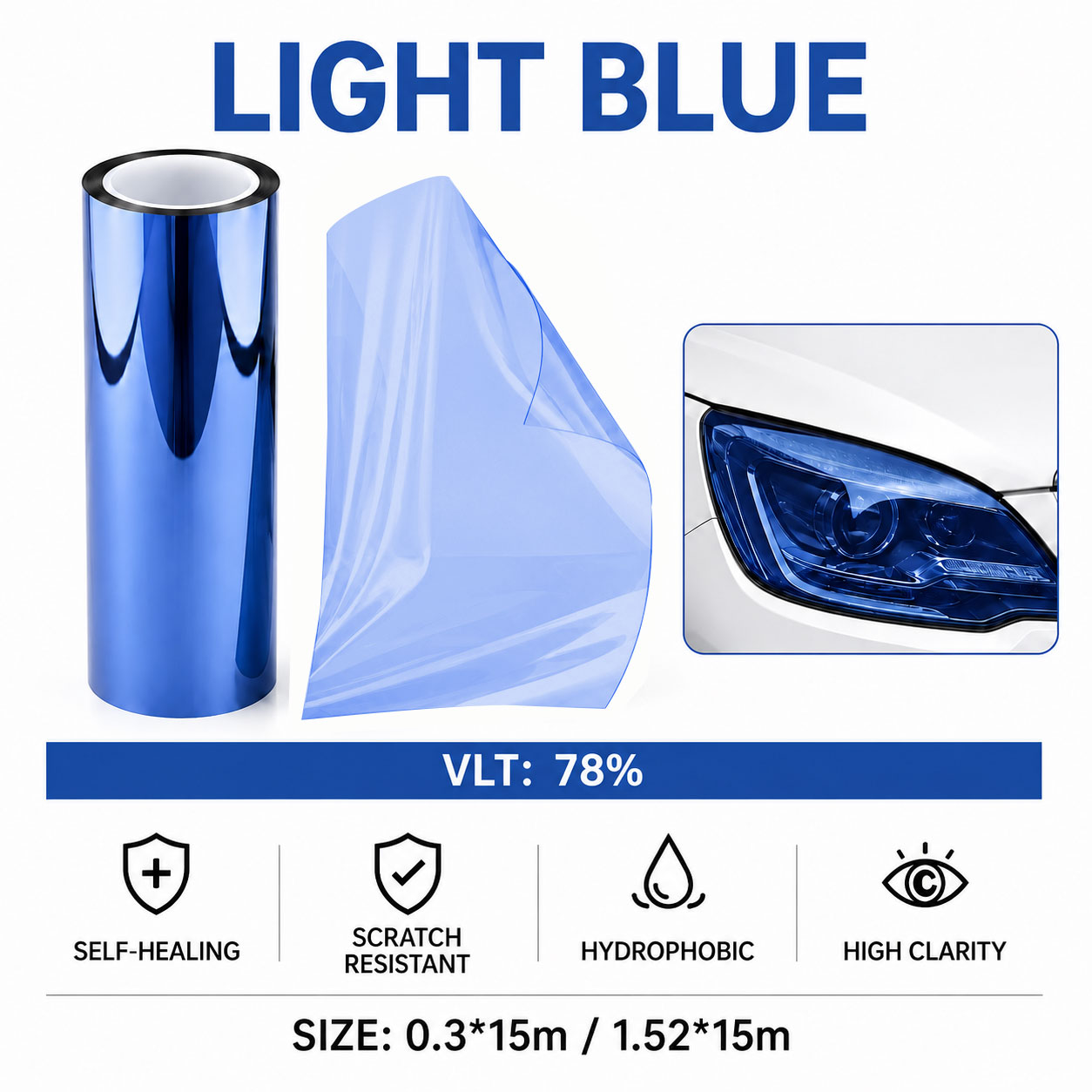 Light Blue Car Headlight Film