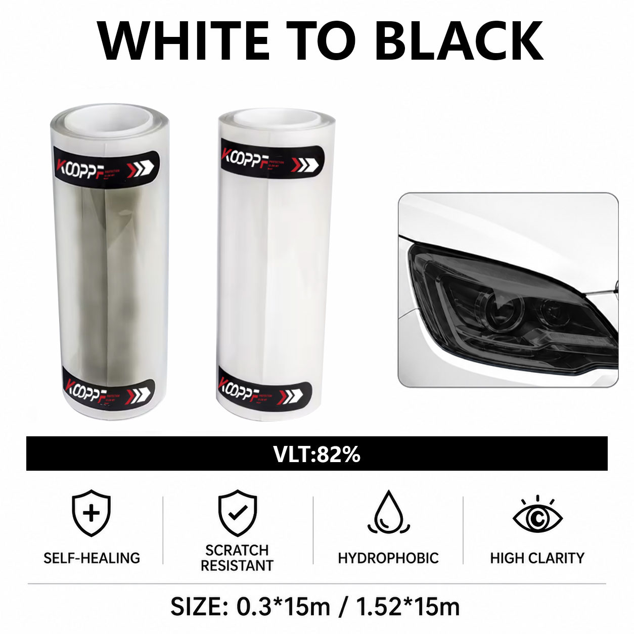 White To Black Car Headlight F...