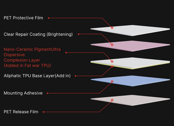 the multi-layer construction of Clear PPF the multi-layer construction of Clear PPF