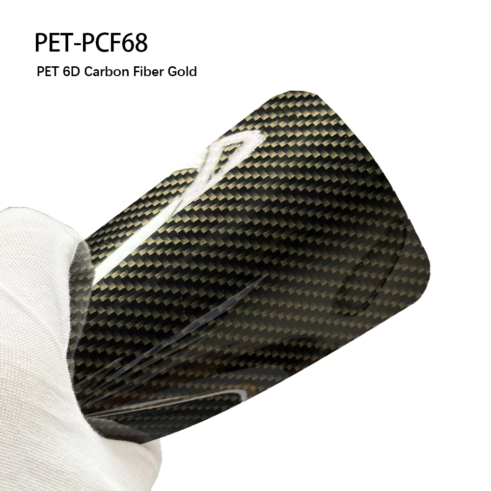 6D Carbon Fiber Gold Car Wrap Films 1.52*16m/roll Self Healing Paint Protection Film