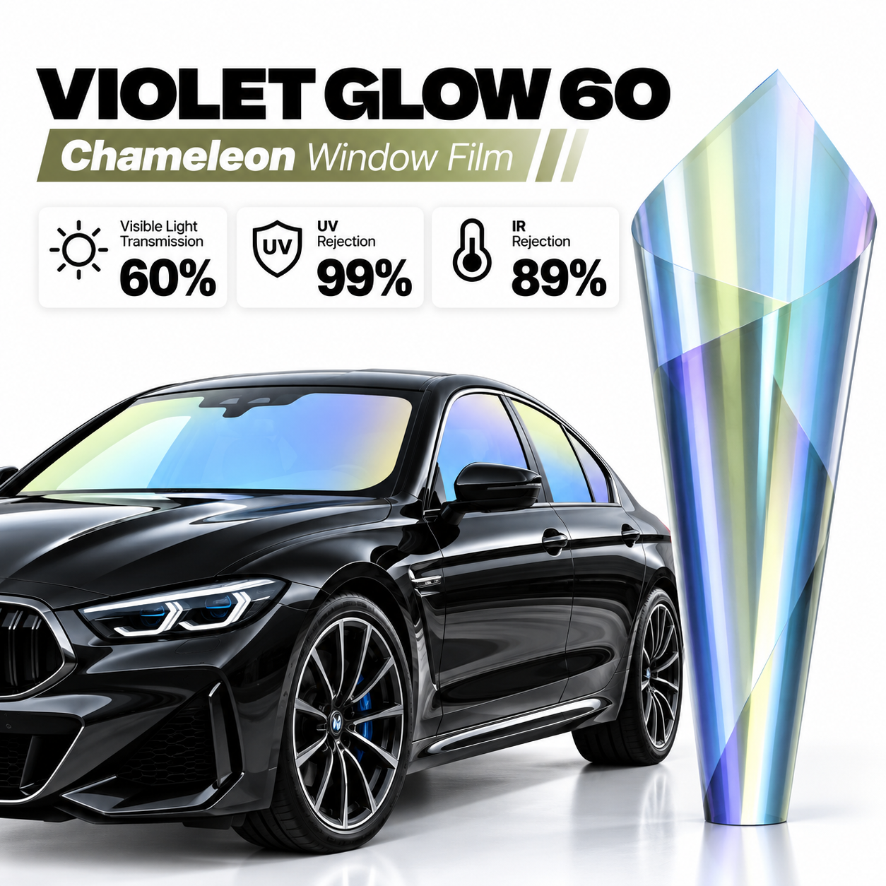 Violet Glow 60 Car Window Film For Heat Reduction