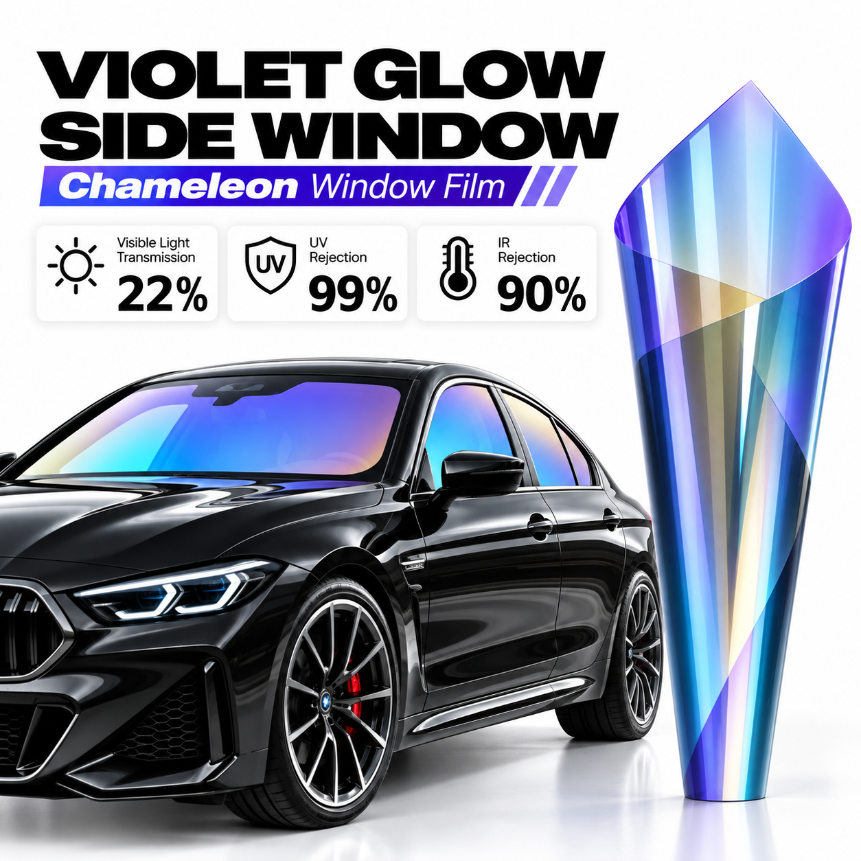 Violet Glow Side Window Film For Cars