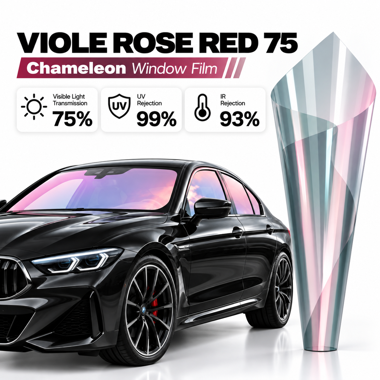Viole Rose Red 75 Chameleon Window Tint